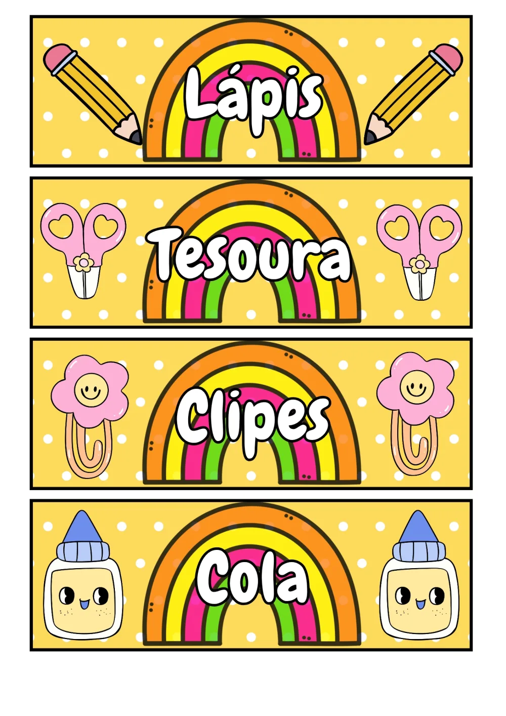 Etiquetas Coloridas — Pronto para Imprimir